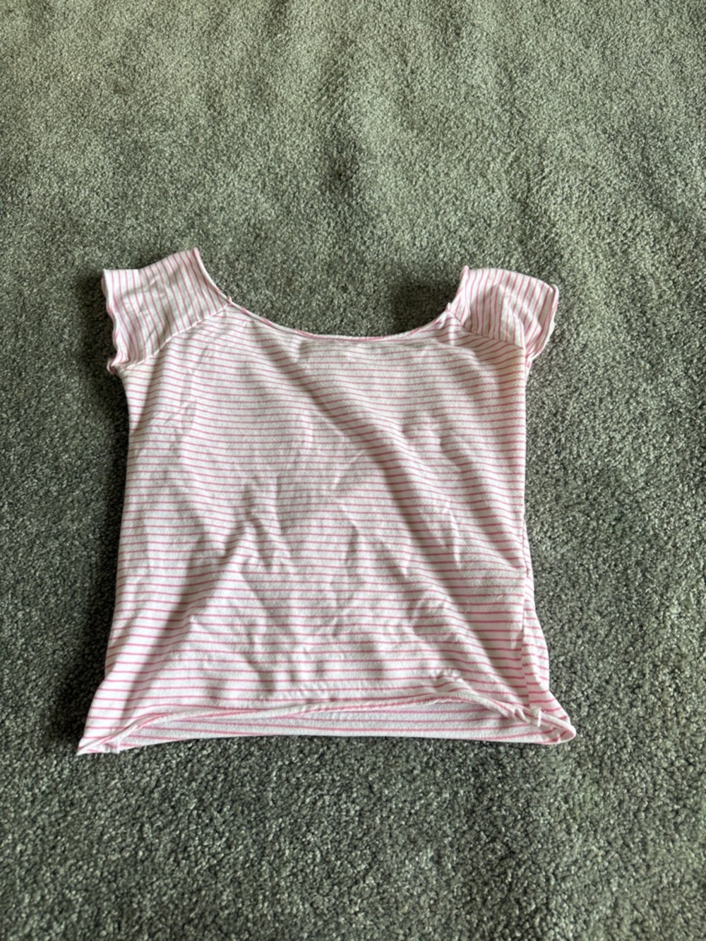 Hollister Pink & White Striped Scoop Neck Tee - Women's Medium
